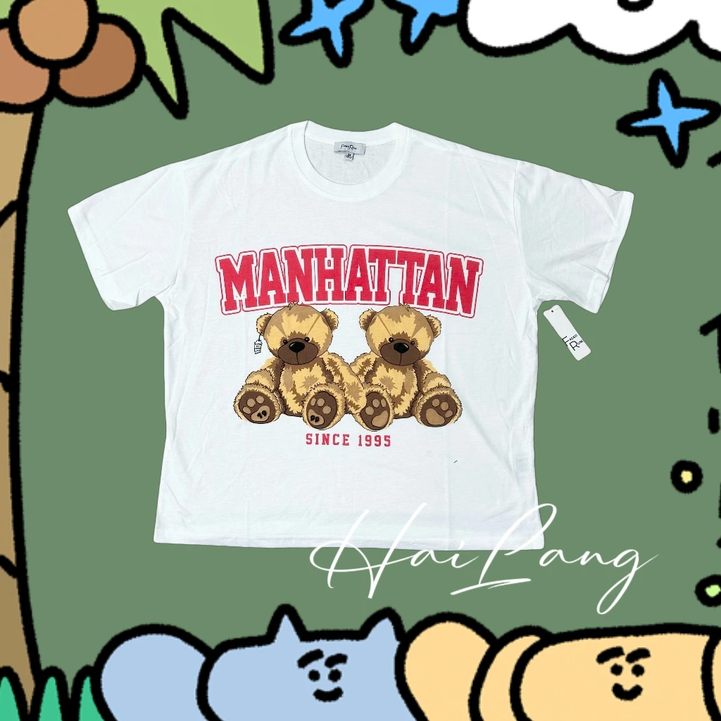 【适合体重80-180斤】夏季棉质印花休闲风圆领短袖T恤白熊T