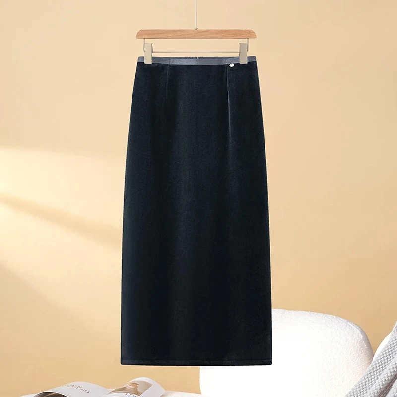 梨形身材高级感金丝绒半身裙女2025春秋新款高腰百搭气质包臀裙冬