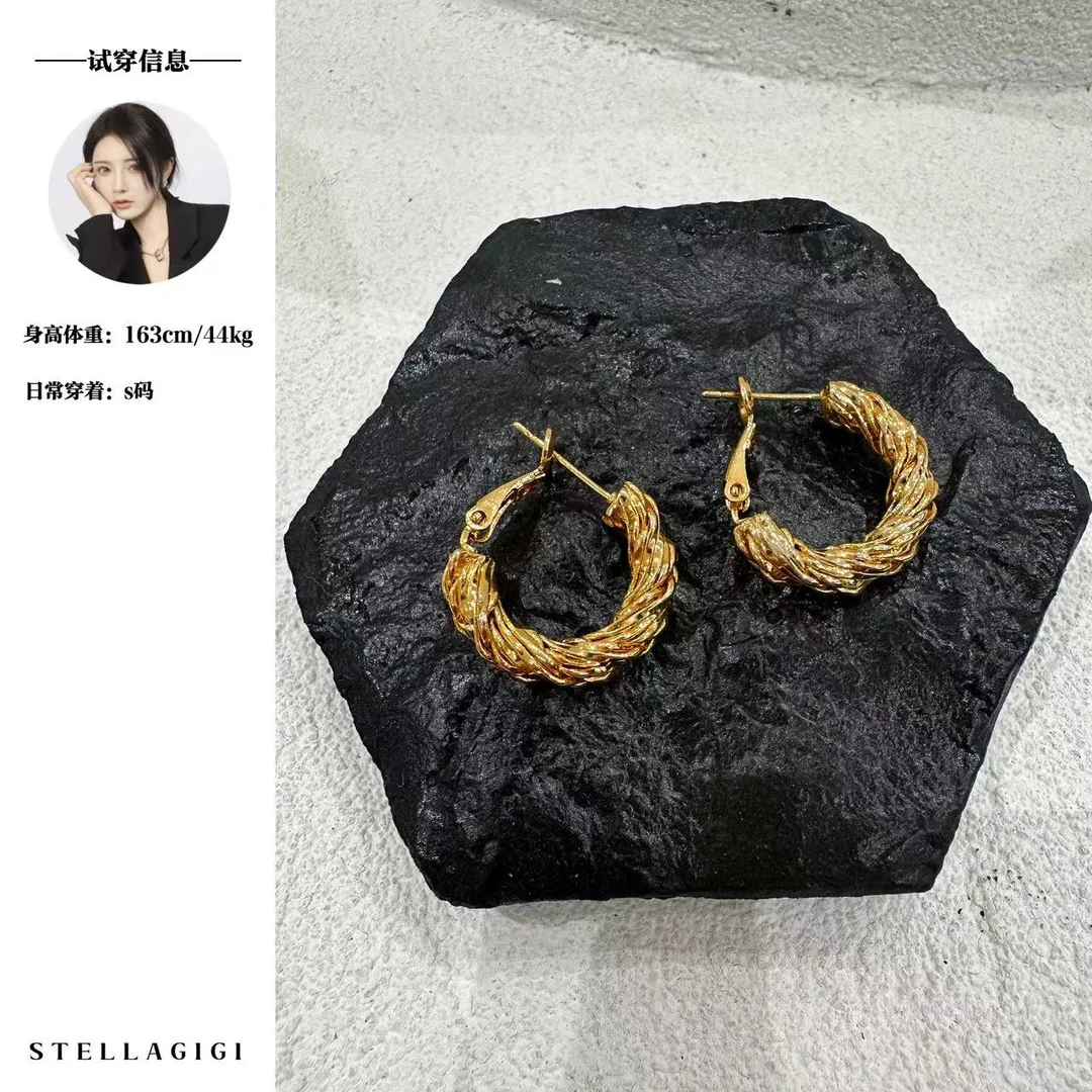 钛钢耳饰 SG / 杨依姗 AW 小众ins风简约麻花纹小耳圈EH-20242831