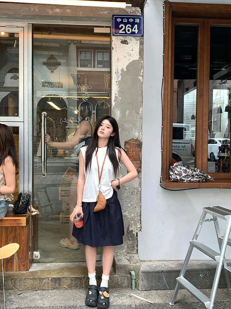 日系半身裙子女夏季2025年新款高级感学院风半裙高腰伞裙a字短裙