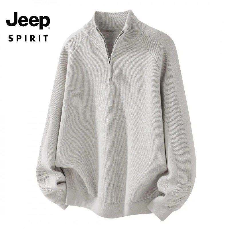 吉普JEEP SPIRIT美式半拉链卫衣男新款秋冬复古休闲立领毛衣外套