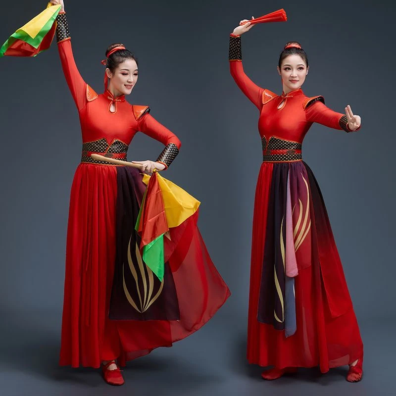 古典舞演出服飘逸扇子舞威风锣鼓霸气打鼓服古装汉服民族风舞台装