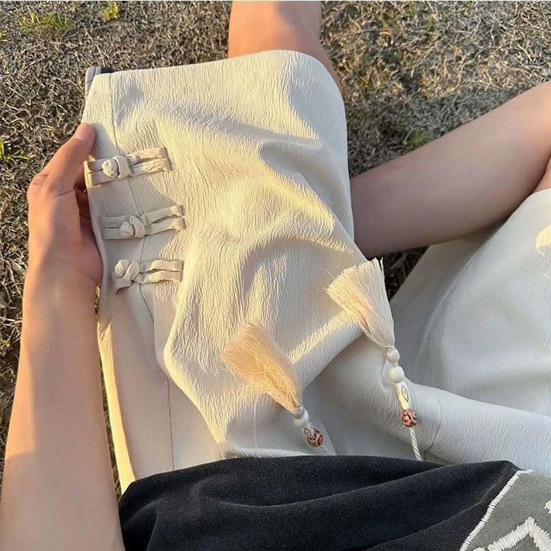 新中式国潮风盘扣五分裤2025夏季男女新款宽松百搭运动休闲短裤潮