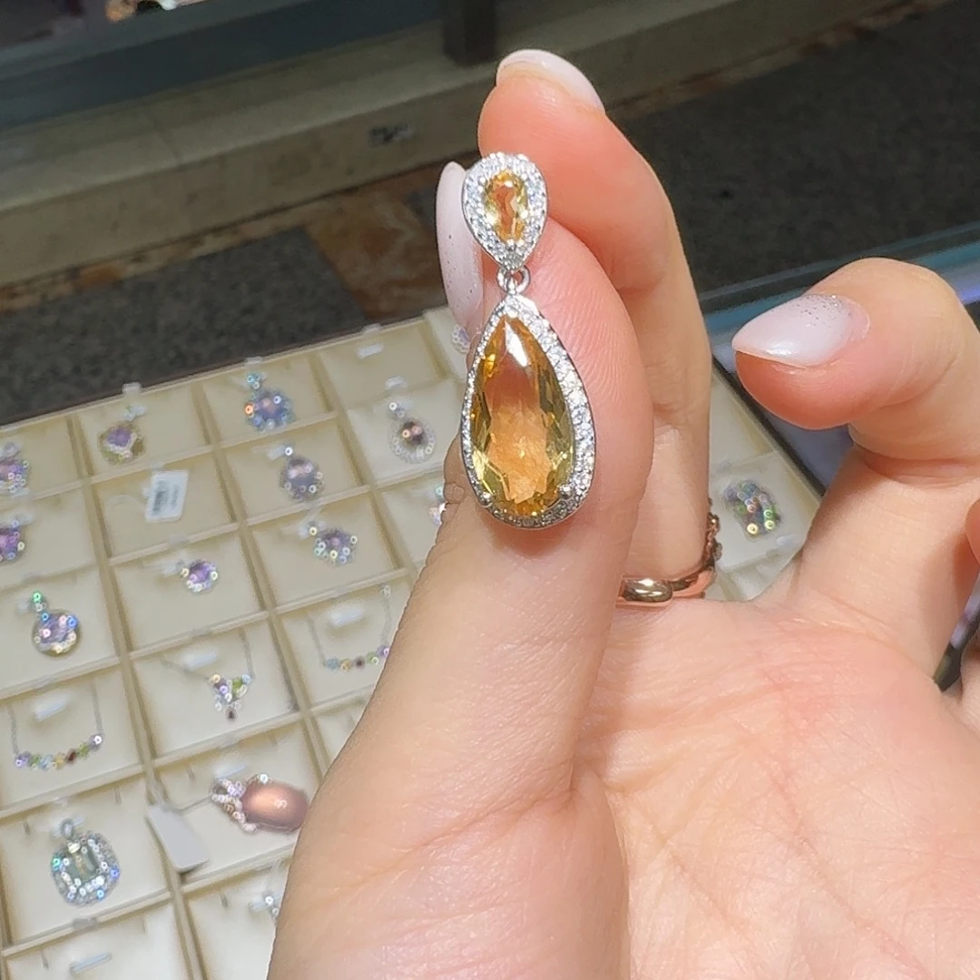水晶耳饰银S925镶嵌