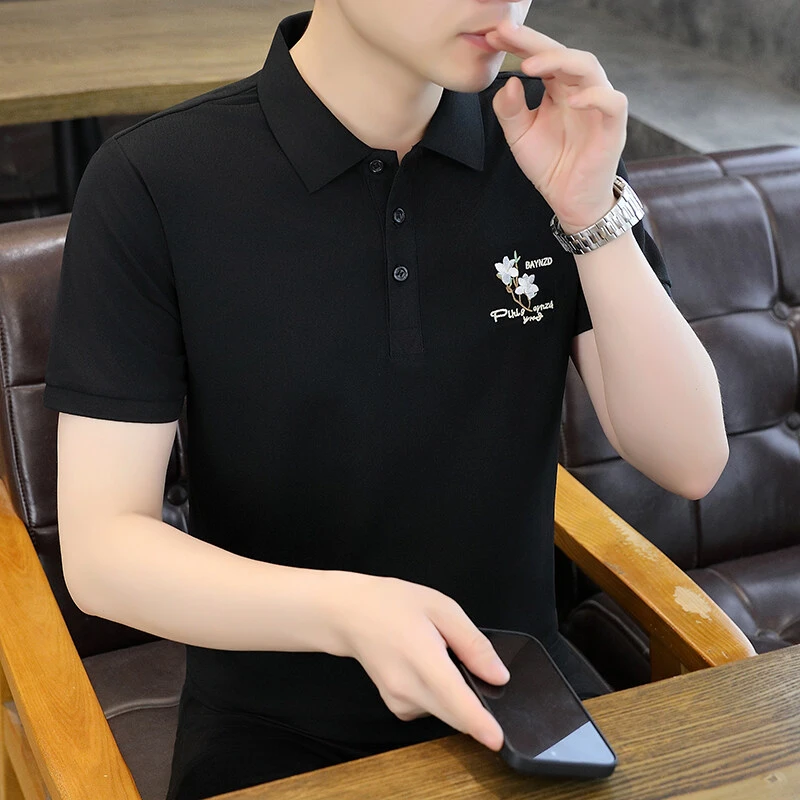 高档潮流POLO衫男士短袖夏季新款时尚刺绣百搭韩版修身男休闲上衣