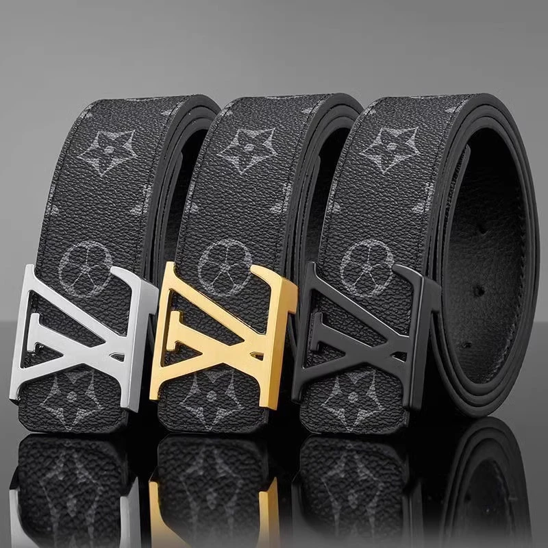 字母男士发型师牛皮腰带男款潮流年轻人皮带奢侈品百搭真皮裤带