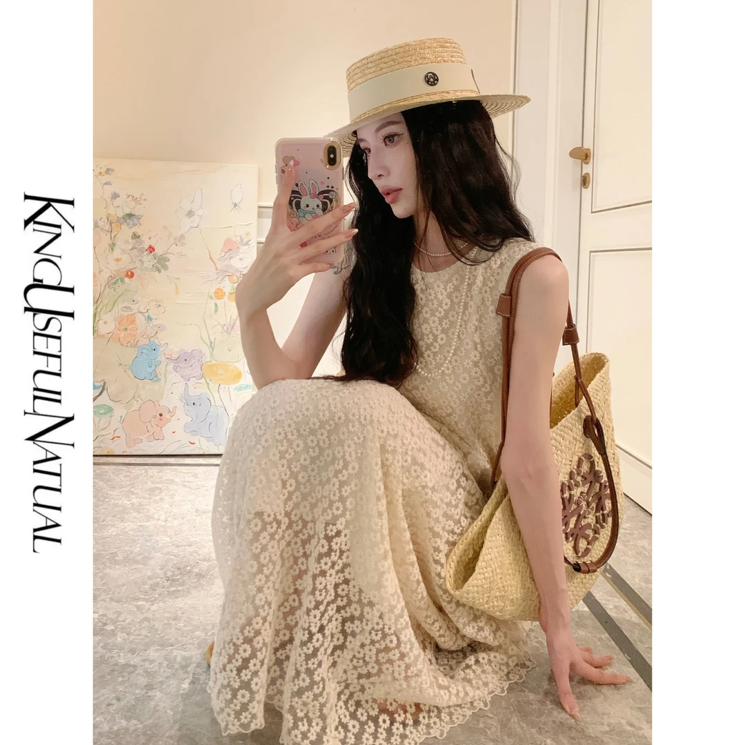 KUN【小苍兰】恰到好处的慵懒 定制轻薄棉锦混纺拼接设计连衣裙