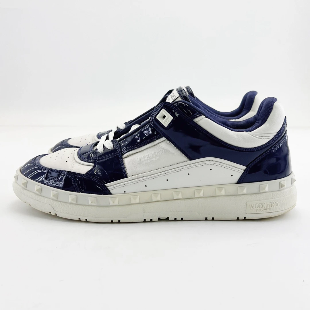 95新 Valentino/华伦天奴 43码/白蓝拼色低帮系带运动鞋/18120138