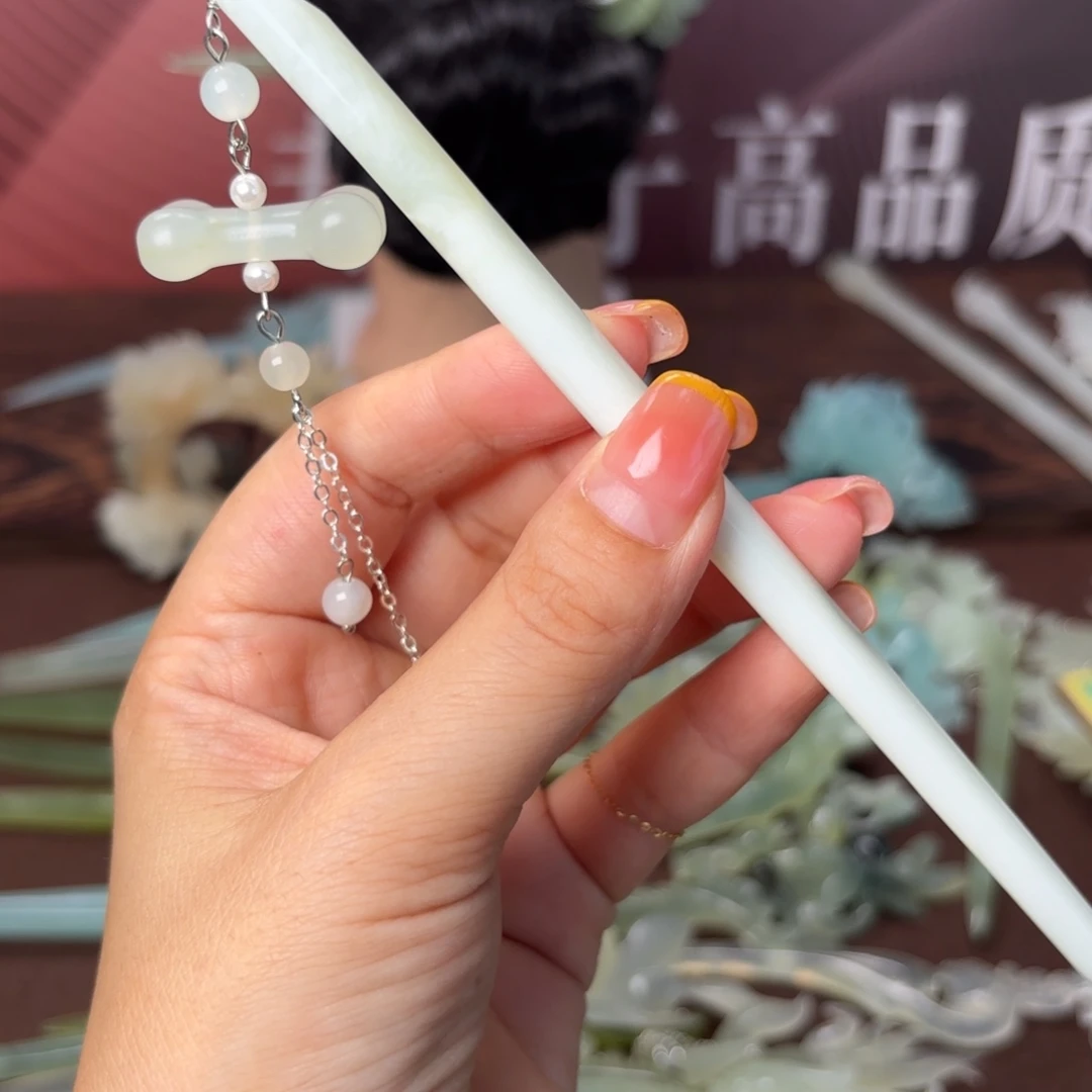 合金蛇纹石玉发饰