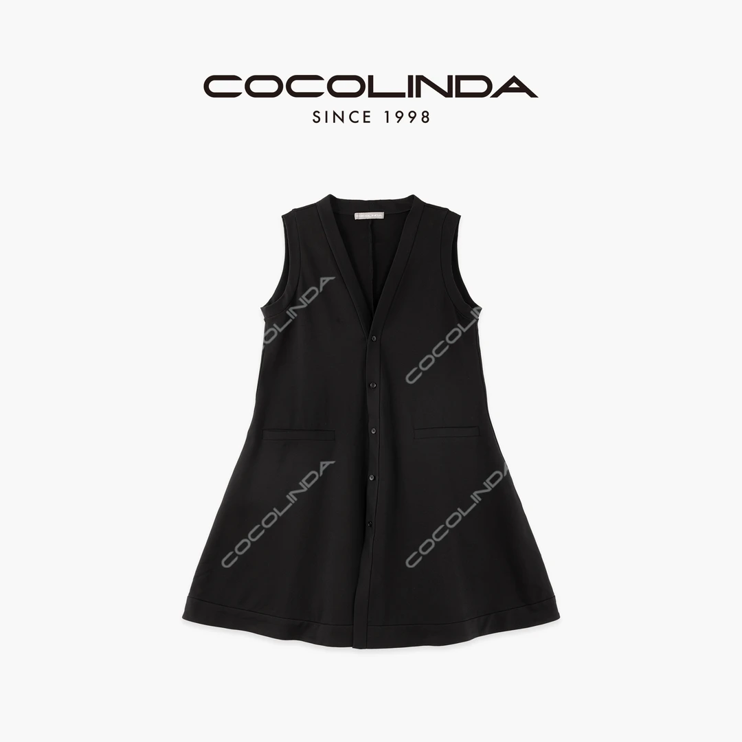 COCOLINDA| 棉质V领坎袖A摆背心裙Q3372