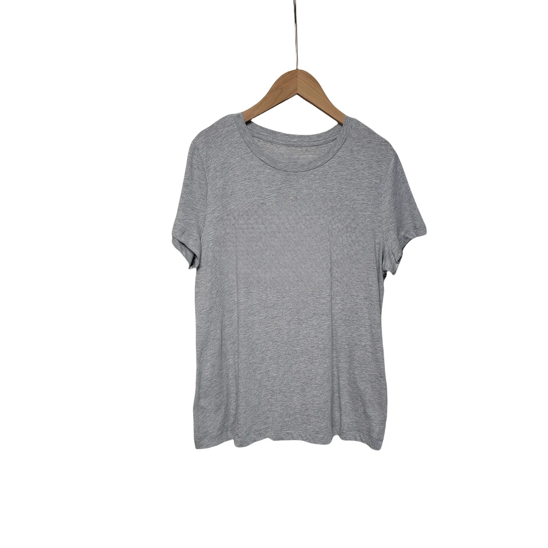 汤系夏季中性前片大LG灰色圆领短袖T恤衫