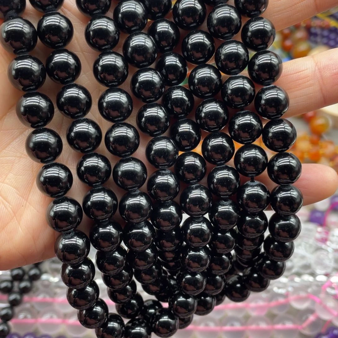 玛瑙/玉髓珠宝半成品未镶嵌黑碧玺10m一条