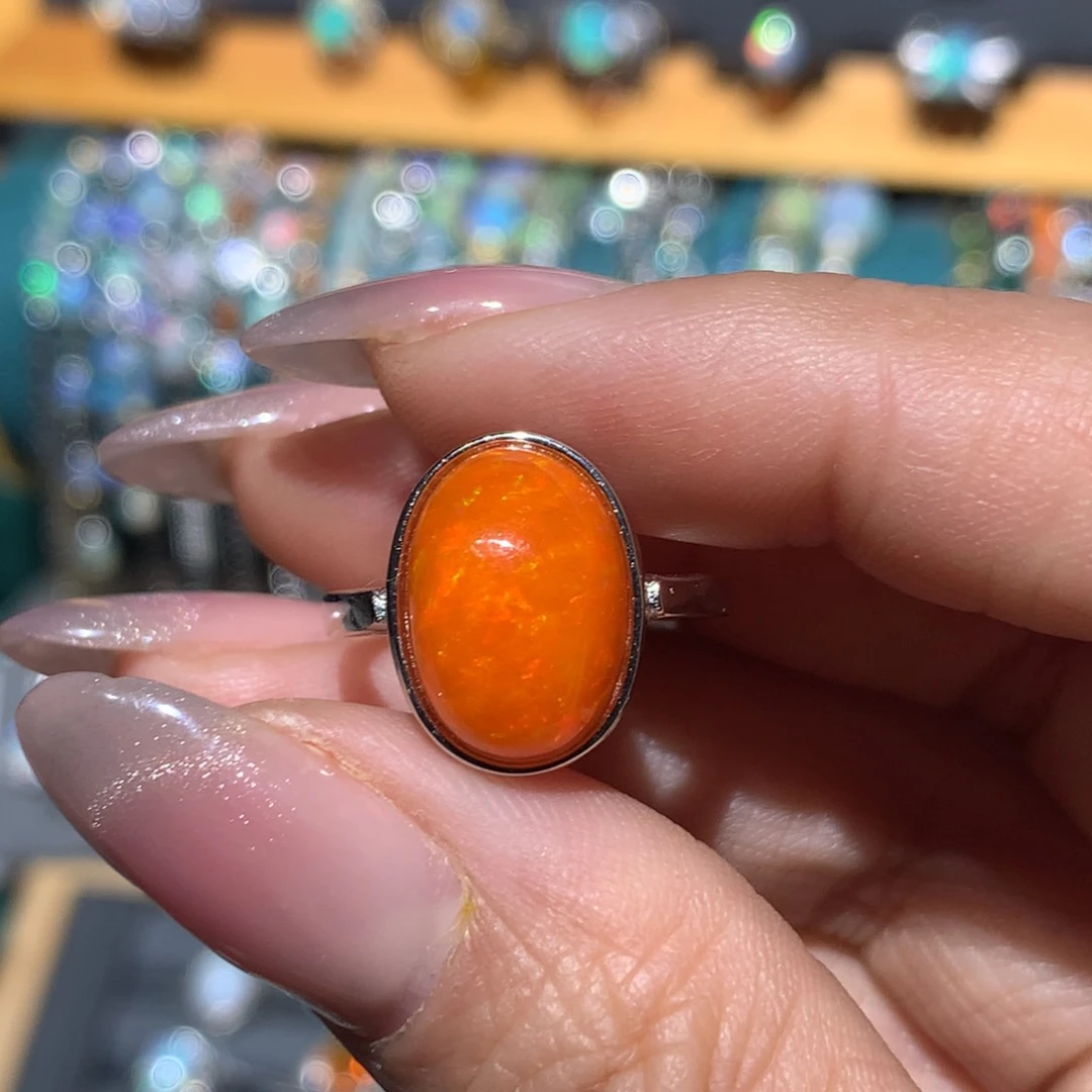 欧泊福利戒指银S925镶嵌