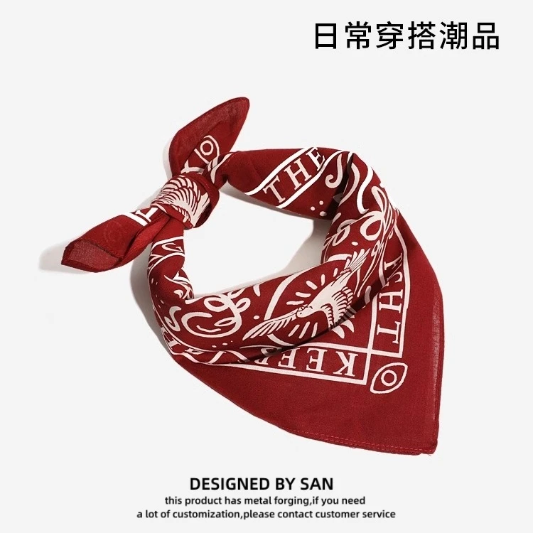 复古阿美咔叽方巾潮流日式三角巾领巾嘻哈街舞头巾丝巾扣裤巾配饰