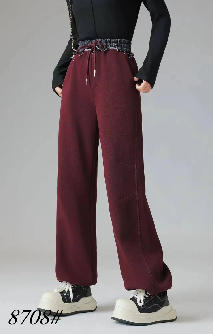 秋冬厚款时尚休闲高腰宽松显瘦百搭春秋阔腿裤HG8708