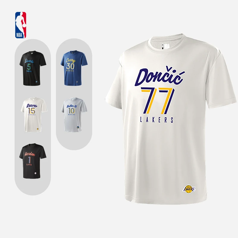 NBA官方东契奇哈登詹姆斯库里球员号码夏季速干男T恤运动短袖