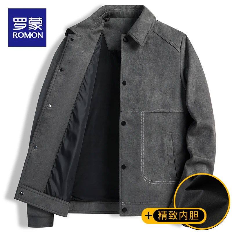 罗蒙男士外套春秋男装潮牌春秋季翻领百搭宽松高级感休闲行政夹克