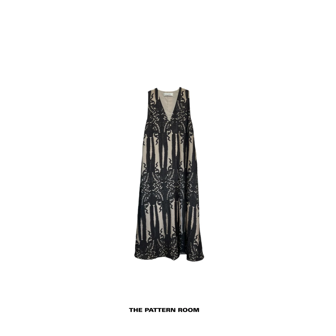 The pattern room｜肌理之美复合提花肌理锡兰肉桂连衣裙