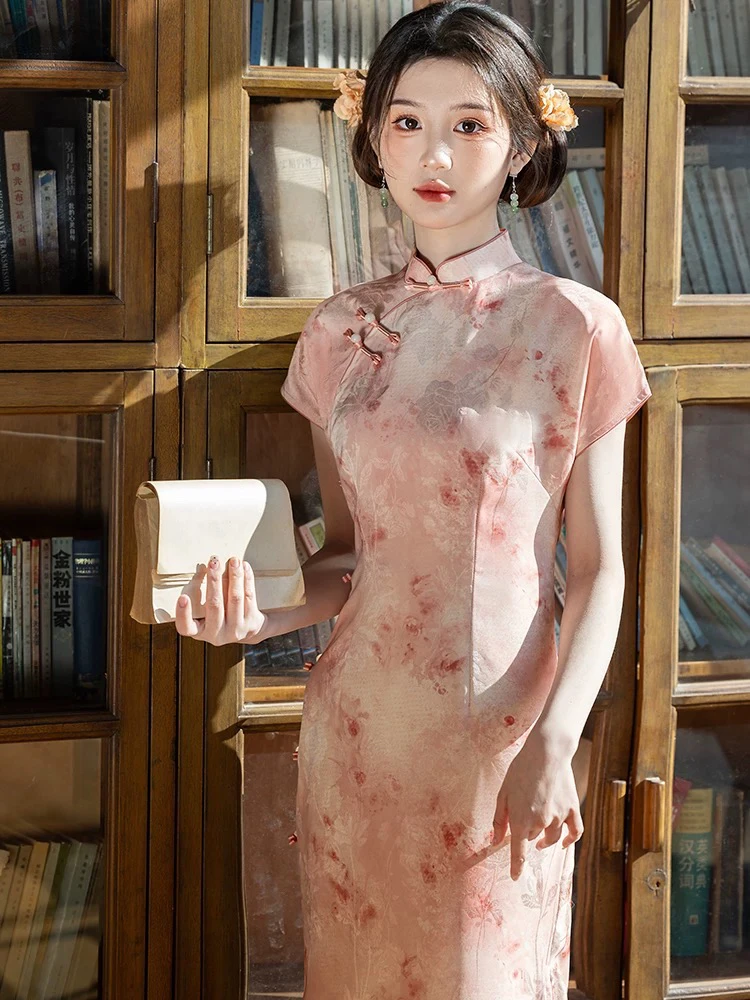 046，滚边斜襟连袖长裙新中式复古气质短款修身，以直播间实物为准