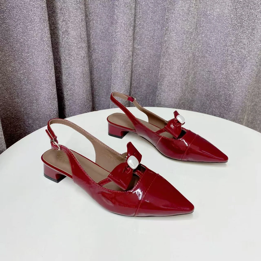 C6759  安可拉红 夏季新款一字带气质女士包头四季凉鞋