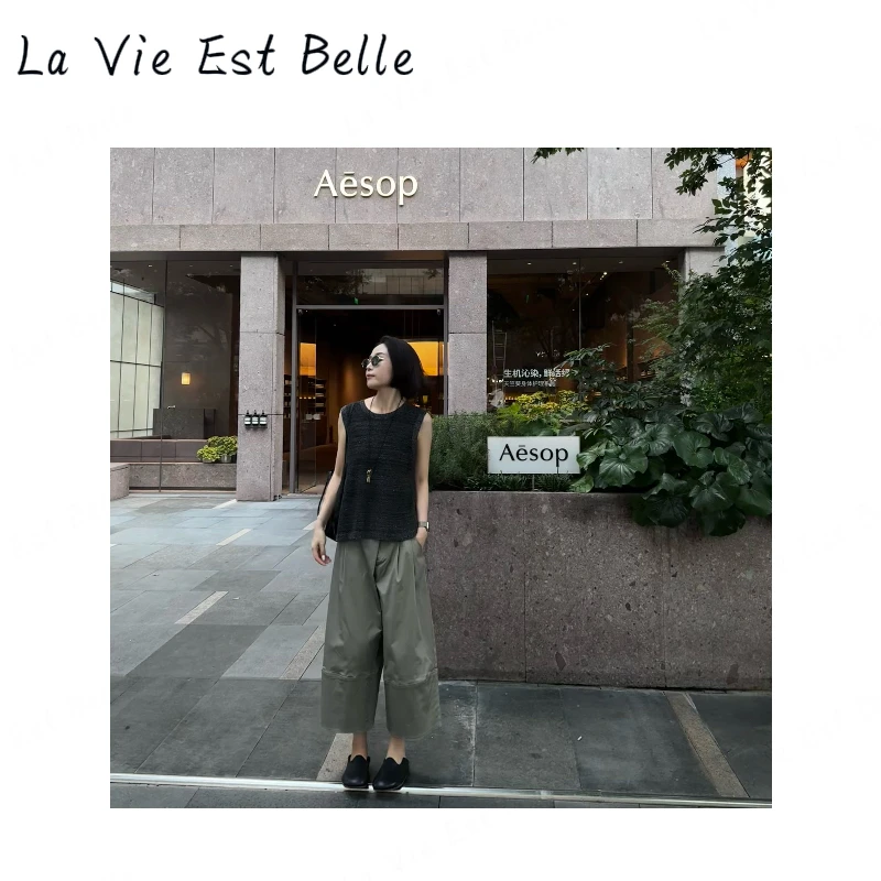 “八分魔术裤”高品质定制面料琥珀流光风百搭显瘦阔腿裤KZ-S2554