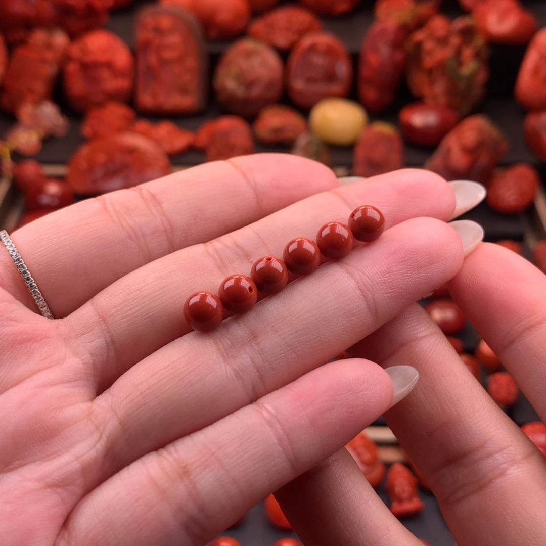 南红玛瑙未镶嵌原矿圆珠6.4mm