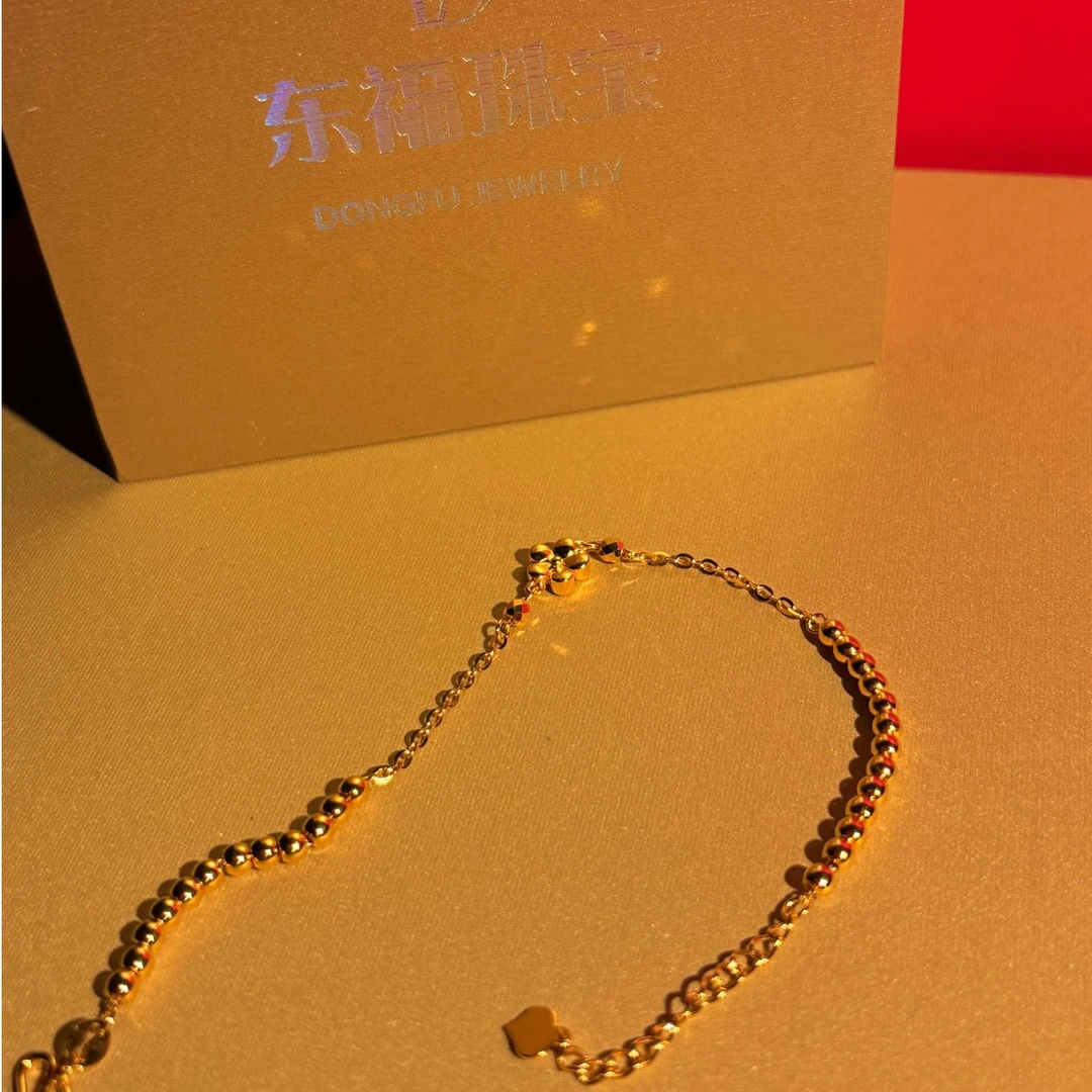 足银手链 手链气质时尚金色黄色两世欢精美蹦迪珠素款手工百搭