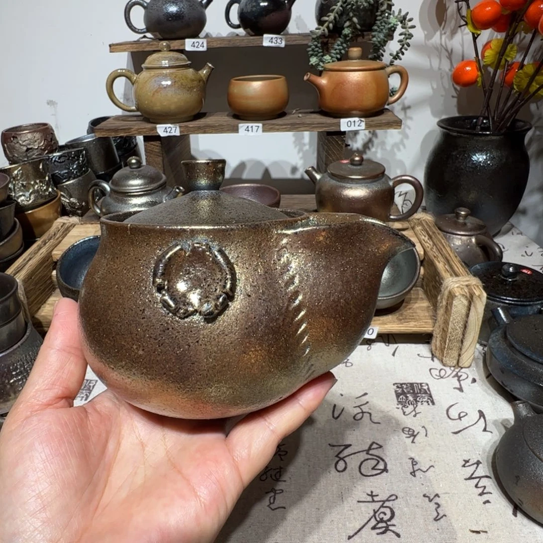 壶小*建水紫陶紫泥柴烧壶