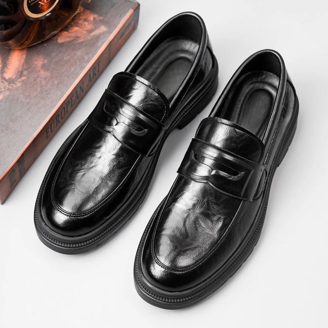 休闲皮鞋男士2025春季新款真皮牛皮商务软底防滑正装工作男鞋 C82