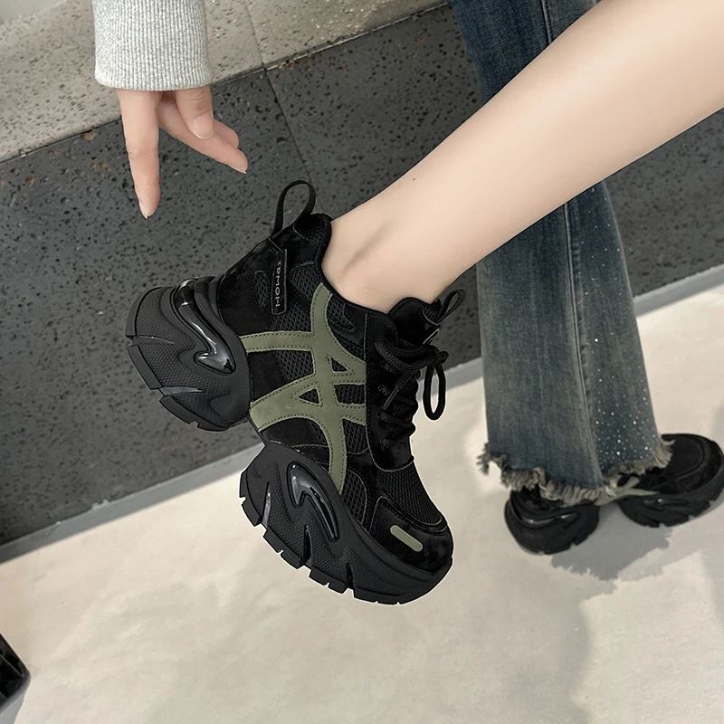 小个子老爹鞋女厚底9cm增高显高新款秋百搭休闲运动鞋松糕显脚小