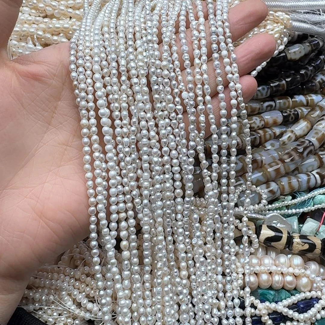 玛瑙/玉髓合金珠宝半成品一条3mm珍珠