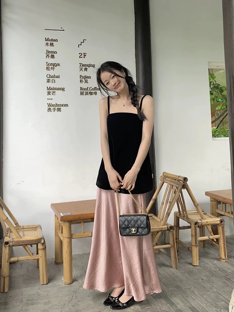 9898高级感醋酸缎面半身裙女夏气质垂坠显瘦a字长裙