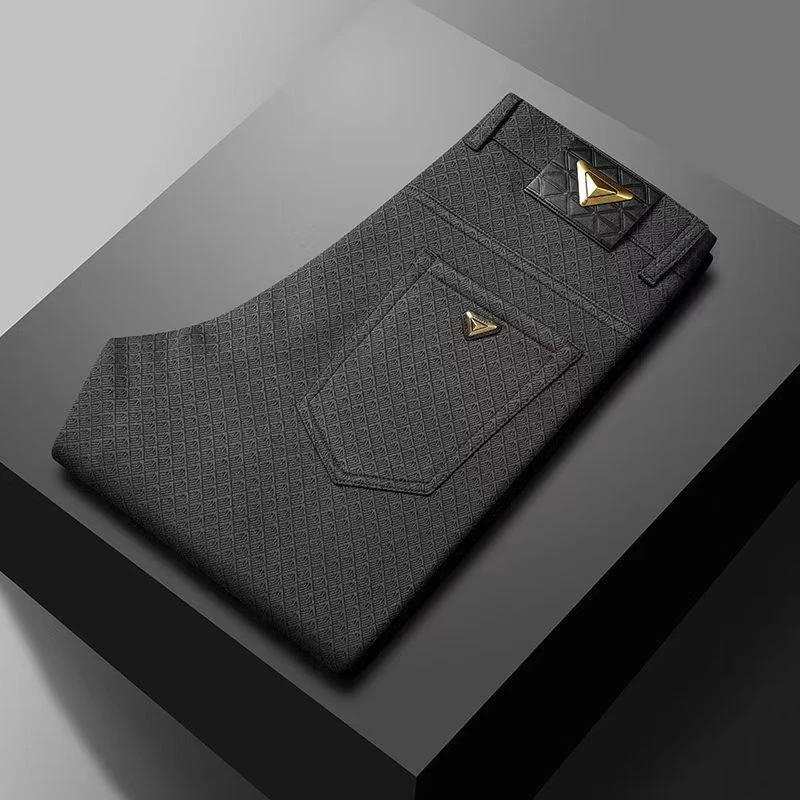 秋冬加绒加厚高端免烫商务休闲裤修身小直筒弹力百搭保暖男裤