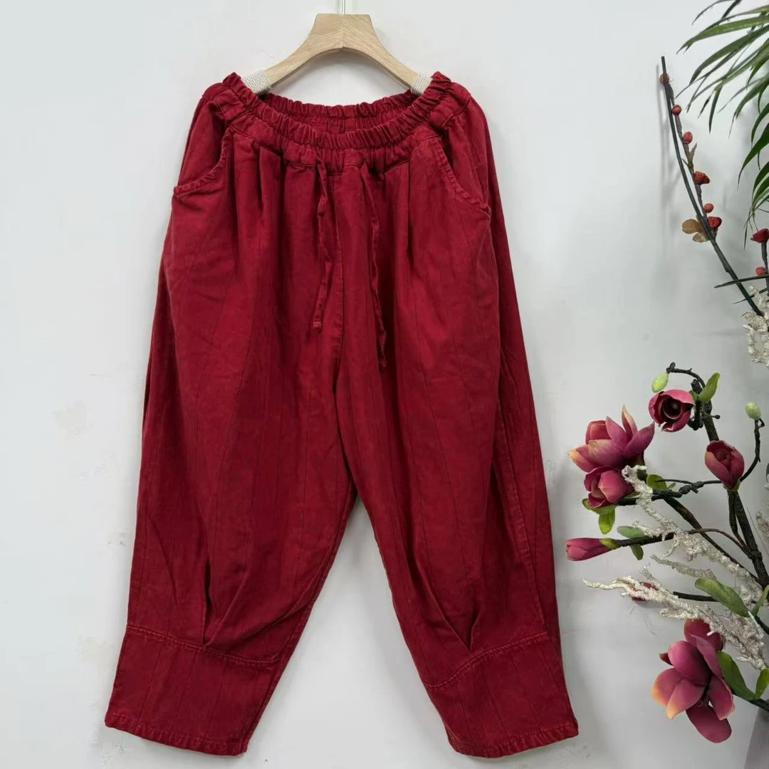 花璟原创设计款炒色双层做旧拼接老爹裤（裤长90臀围138腰围62-110