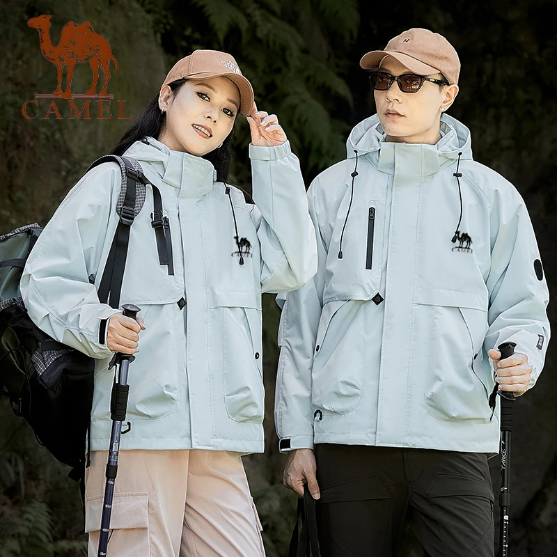 【追风者拒油污】骆.驼户外三合一冲锋衣男防水情侣流光风穿搭外套