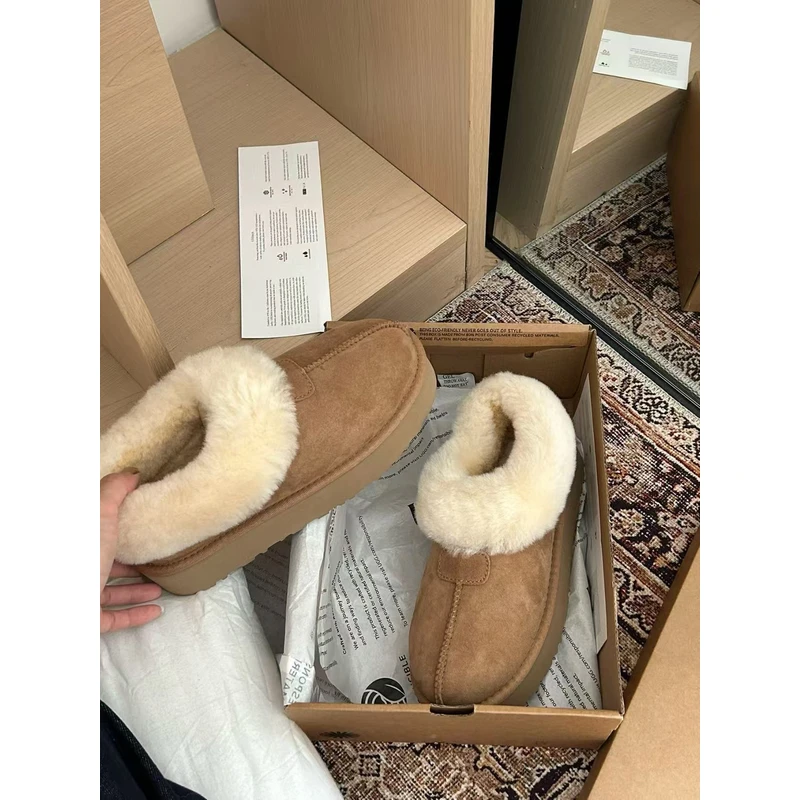 《厚底塔茨特》桑坡发货羊皮毛一体雪地靴