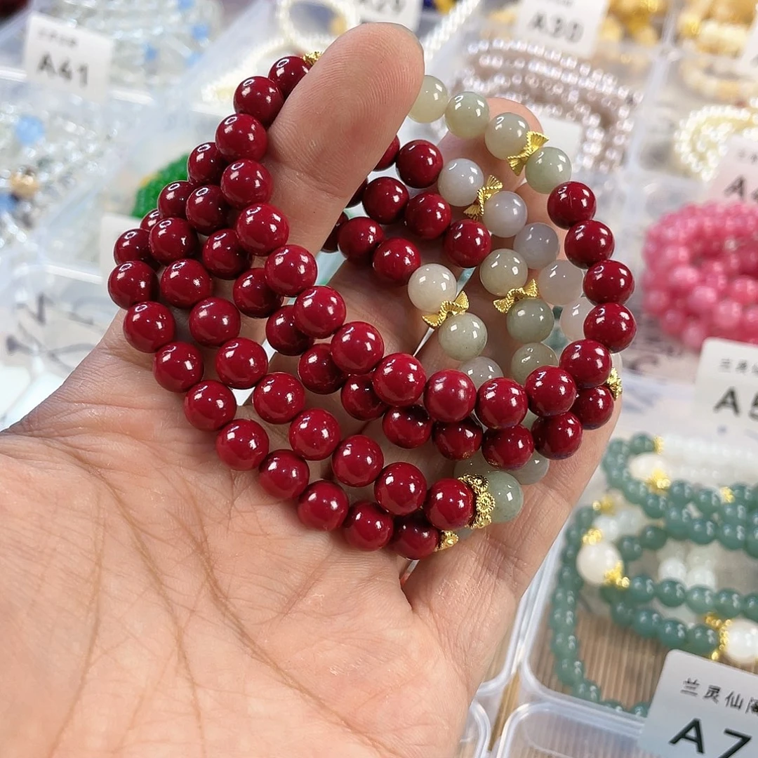 檀香木手串银S925镀金镶嵌