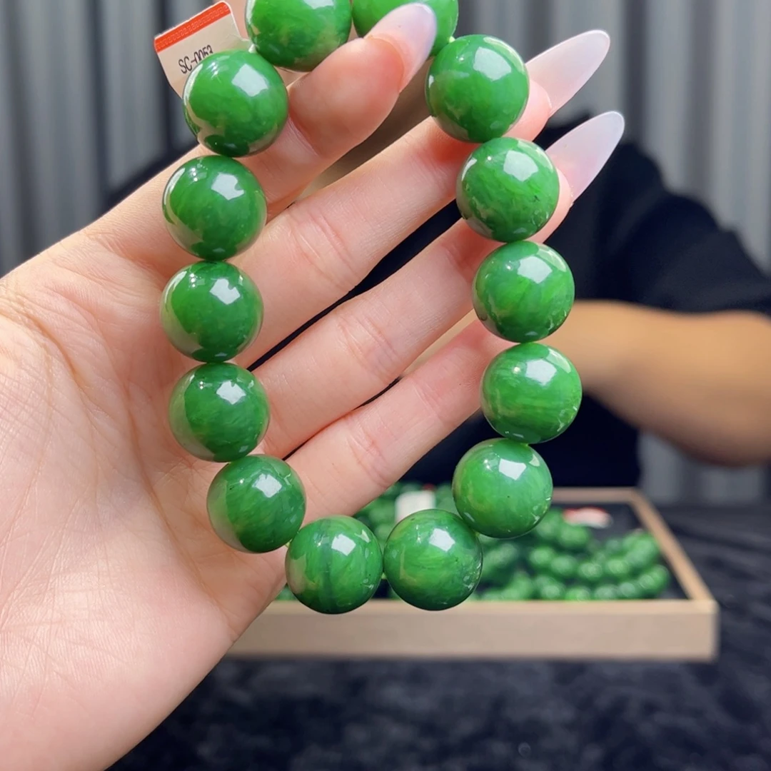 随***5和田玉未镶嵌手链天然和田玉俄碧阳绿16