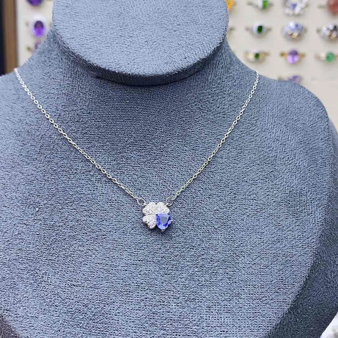 银S925镶嵌套链坦桑石需要证书备注