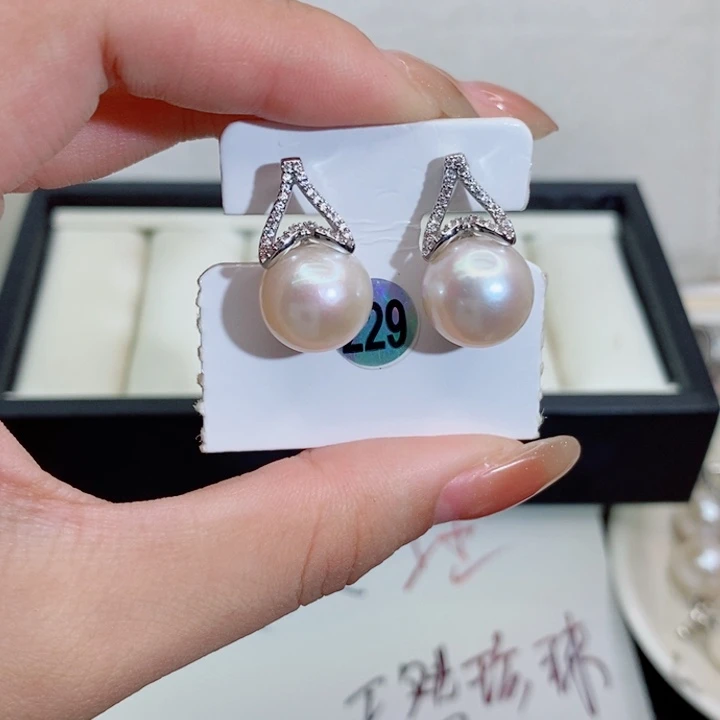 耳饰银S925镶嵌淡水珍珠12➕