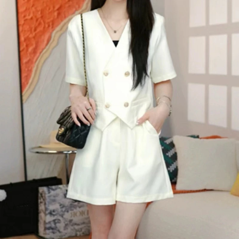 AMAZCOOL 极简风西装短袖两件套3234