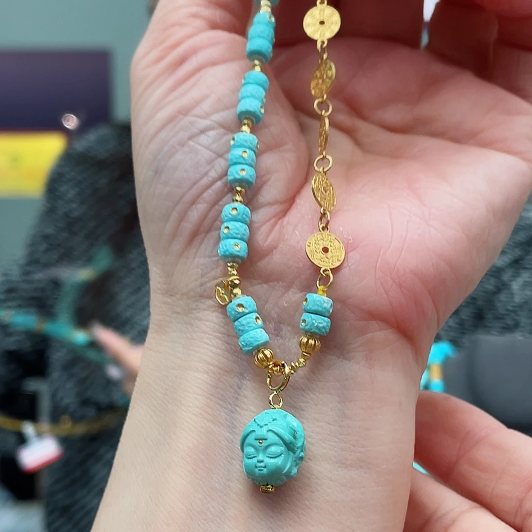 绿松石颈饰18K金镶嵌