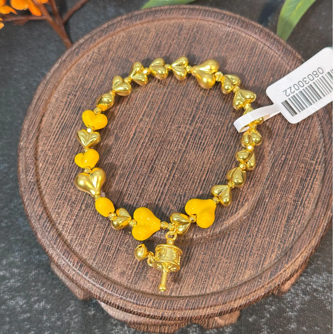 足金999珐琅彩爱心小提溜手链08030022