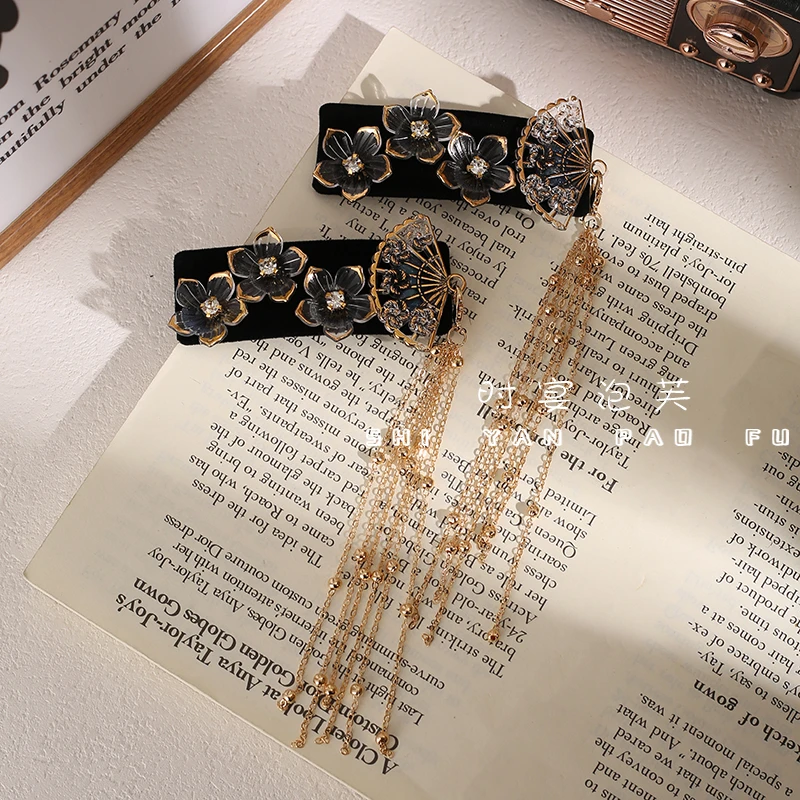 步步生莲民族风流苏发夹新中式复古轻奢新年刘海夹后脑勺碎发夹女