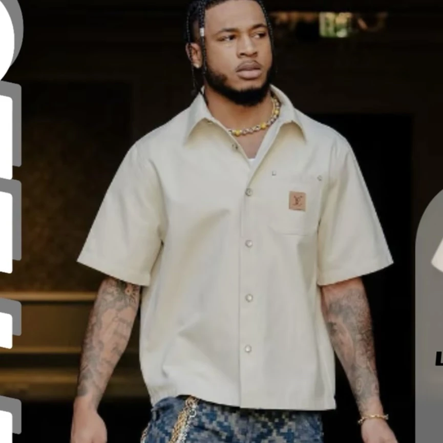 99新 LouisVuitton/路易威登 2562/SS25米色Logo桑蚕丝短袖/M（os）