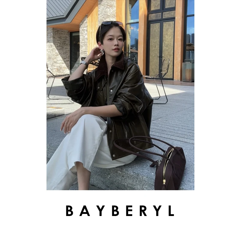 BAYBERYL老贝英伦邮差*灯芯绒领复古插肩袖25秋皮衣PY5F1403-8/17