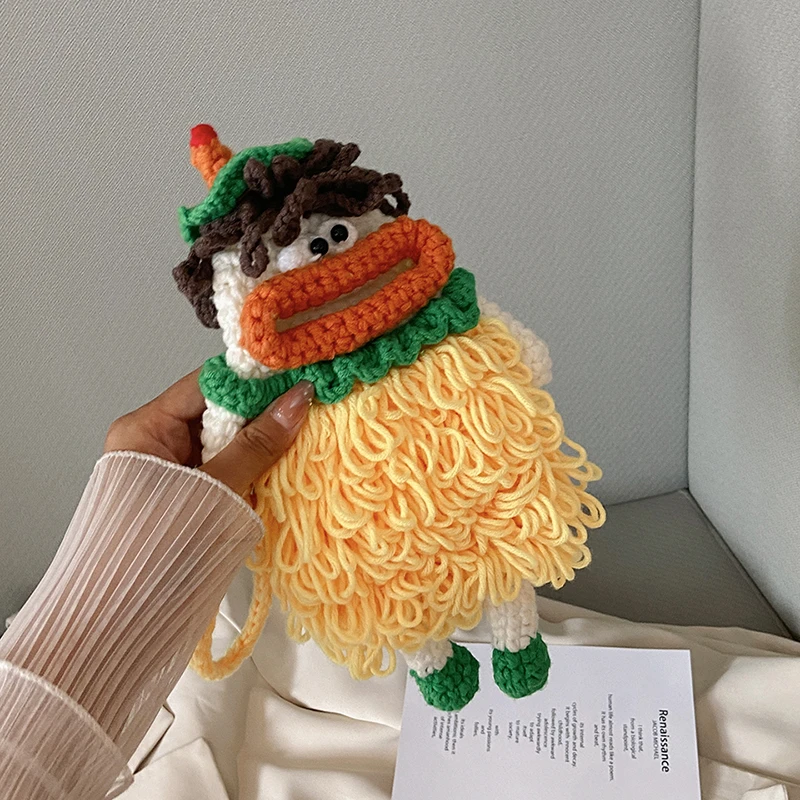 【成品】手工编织丑萌大嘴手机包泡面香肠嘴妹编织包包单肩斜挎小包