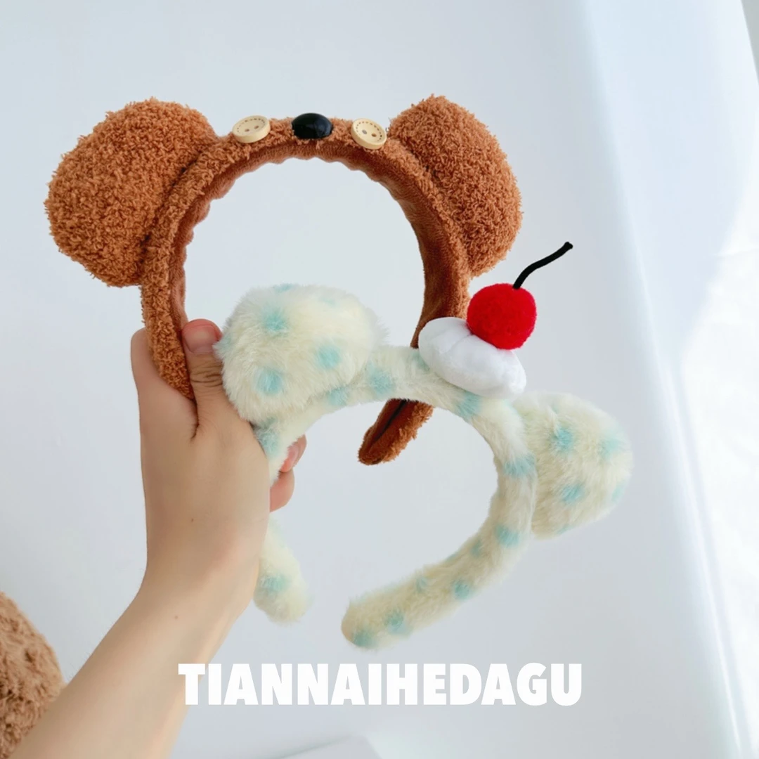 点心樱桃和小熊文艺可爱发箍 增高颅顶可爱卡通宽边时尚发饰头箍