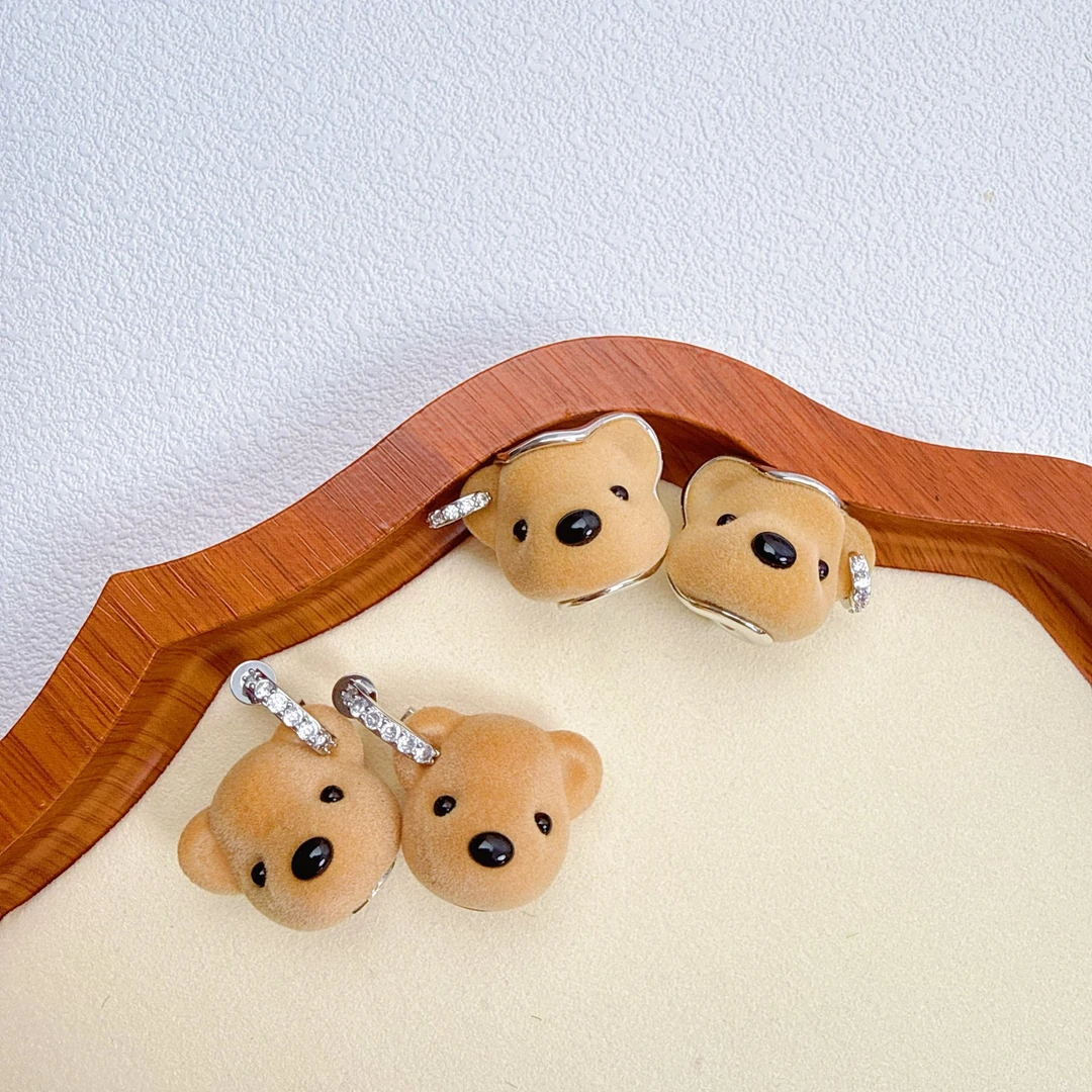 铜合金锆石耳饰 大头熊耳钉耳骨 明星款
