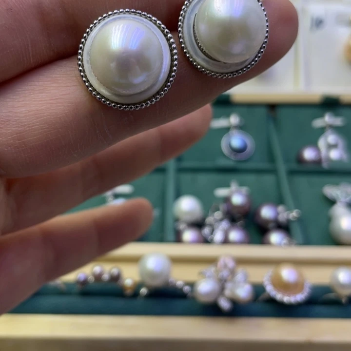 淡水珍珠耳饰合金